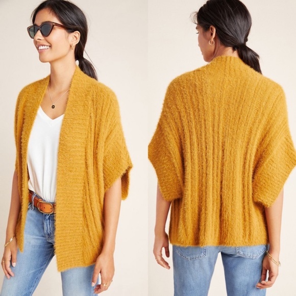 Anthropologie Sweaters - Anthropologie Lana Mustard Open Cardigan M/L